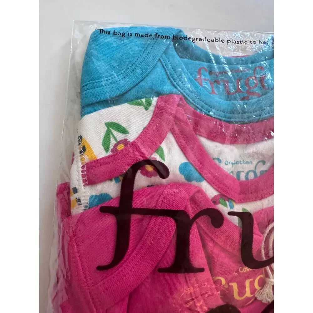 NWT Frugi organic giraffe short sleeve bodysuit multipack